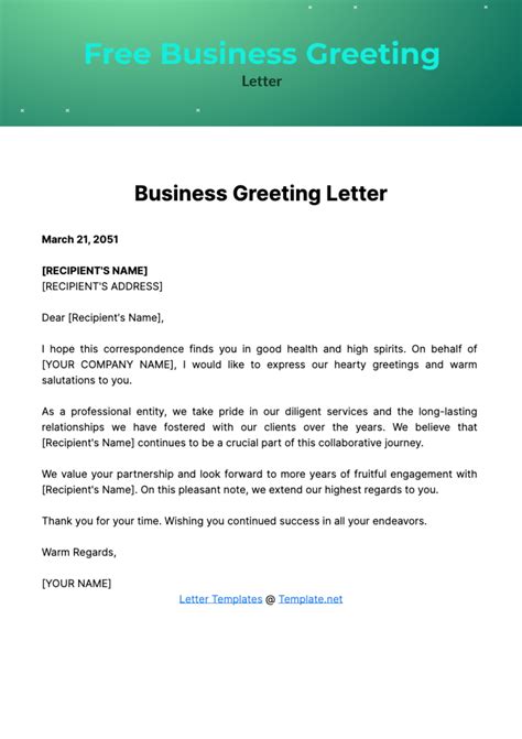 Greeting Letter Template