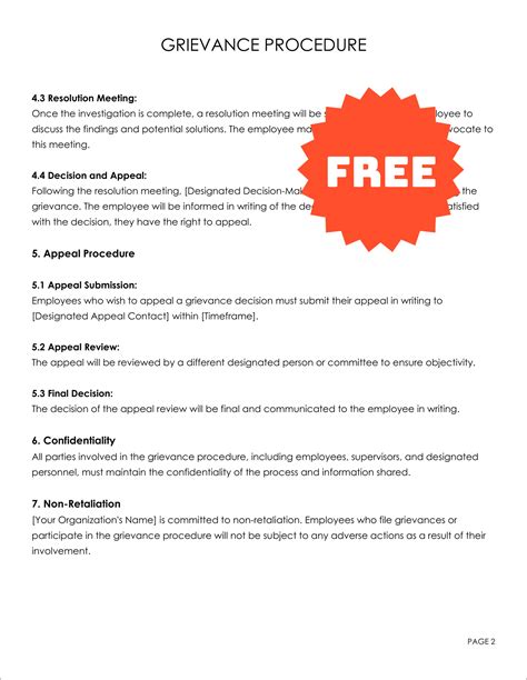Grievance Procedure Template Letter