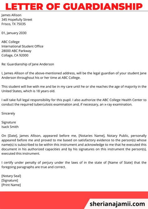 Guardian Letter Template