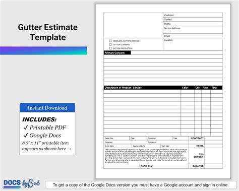 Gutter Estimate Templates