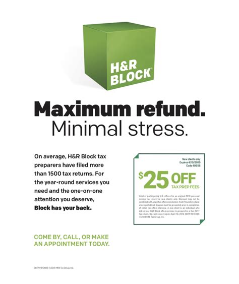 H&r Block $25 Off Coupon Printable