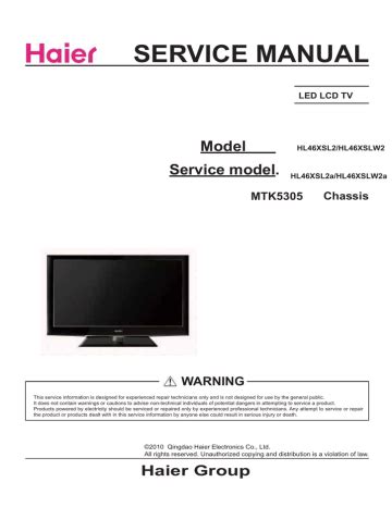 Haier Hl46xsl2 Hl46xslw2 Led Tv Service Manual Download