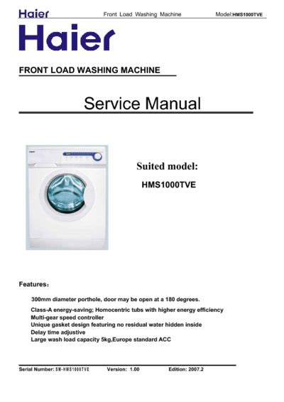 Haier Washing Machine Manual Hms1000tve