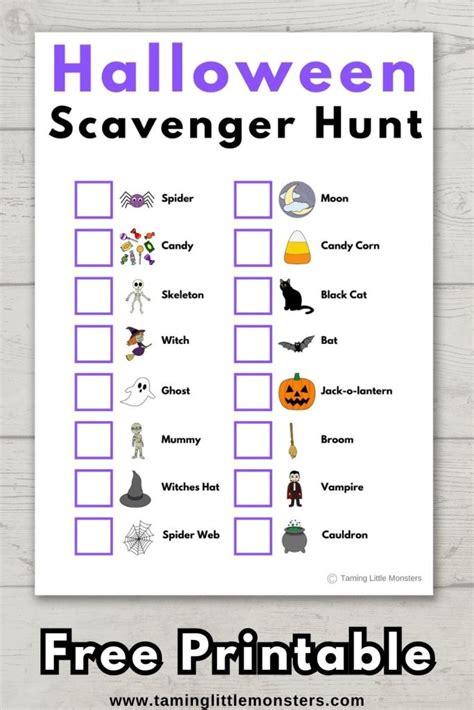Halloween Scavenger Hunt Printable
