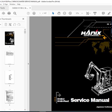 Hanix H36c Mini Excavator Service And Parts Manual