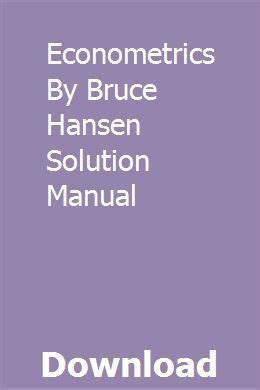 Hansen Econometrics Solution Manual