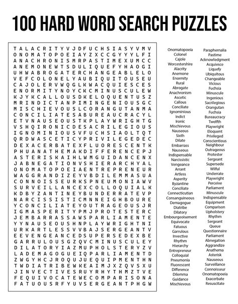 Hard Word Puzzles Printable
