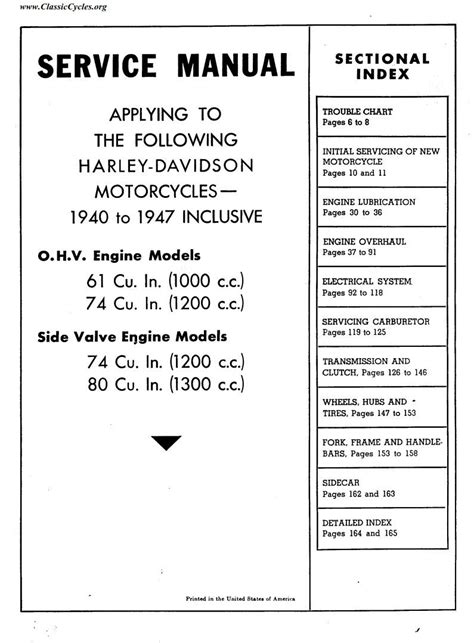 Harley Davidson 1940 1947 Workshop Service Manual