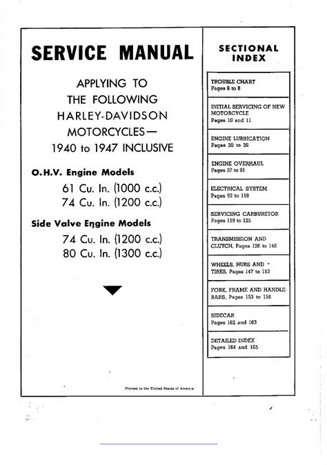 Harley Davidson Knucklehead 1940 1947 Service Repair Manual