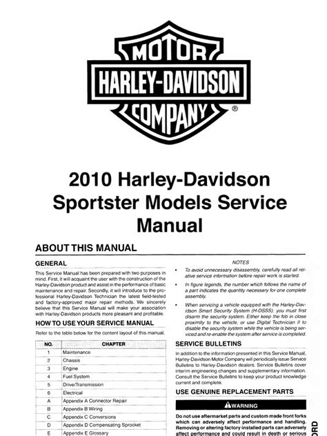 Harley Davidson Sportster 2010 Repair Service Manual Pdf