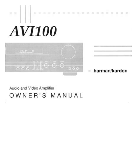 Harman Kardon Avi100 Audio Video Amplifier Owner Manual