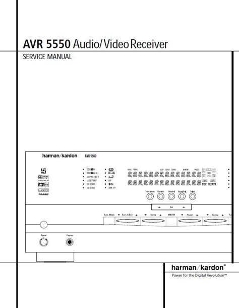 Harman Kardon Avr 5550 Audio Video Receiver Service Manual