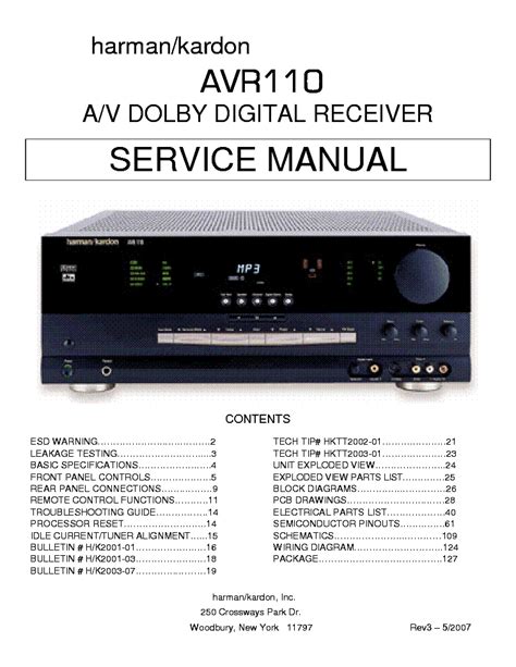Harman Kardon Avr110 Service Manual Repair Guide