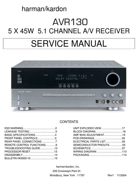 Harman Kardon Avr130 Avr 130 Service Manual Repair Guide