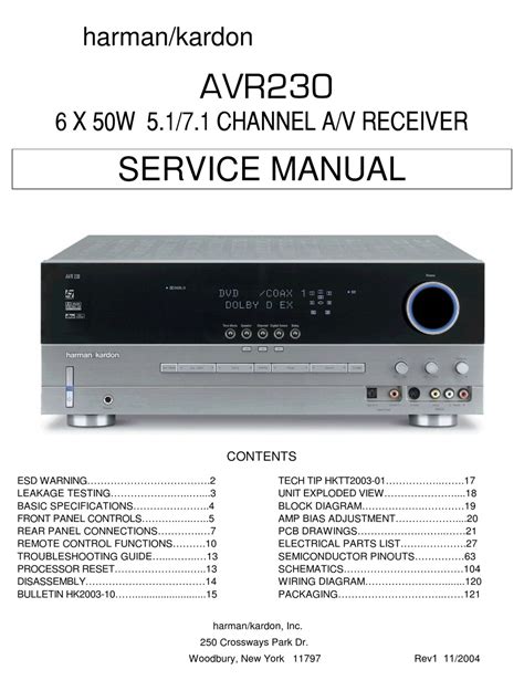 Harman Kardon Avr165 Avr230 Service Manual