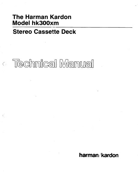 Harman Kardon Hk300xm Stereo Cassette Deck Repair Manual