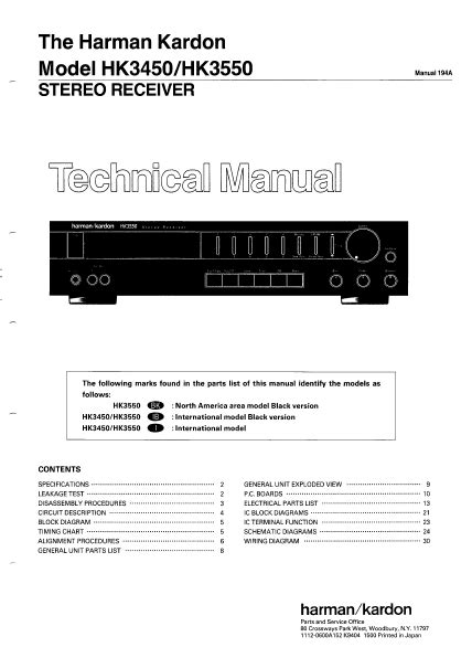 Harman Kardon Hk3450 3550 Stereo Receiver Repair Manual