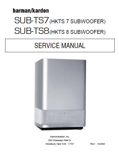 Harman Kardon Sub Ts7 Sub Ts8 Subwoofer Repair Manual