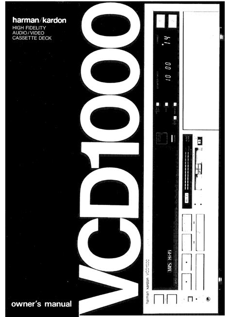 Harmon Kardon Vcd1000 High Fidelity Audio Video Cassette Deck Service Manual