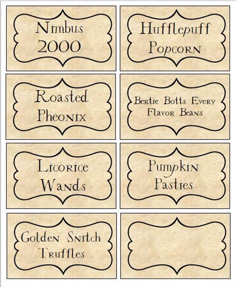 Harry Potter Food Labels Free Printable
