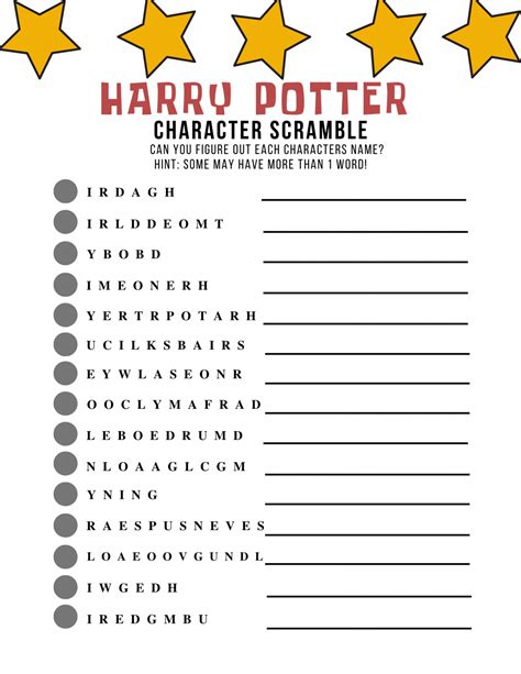 Harry Potter Printable Activities