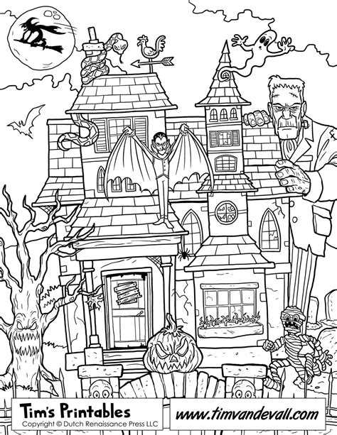 Haunted House Printable Coloring Pages