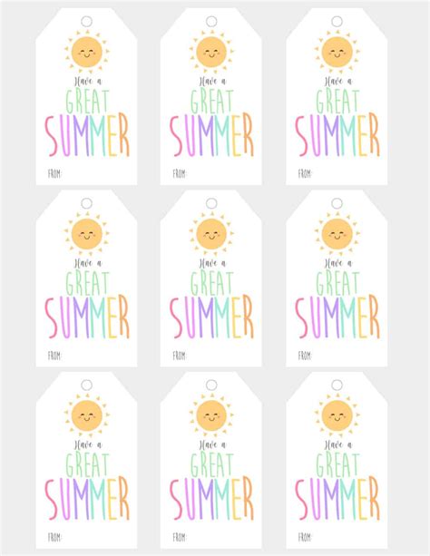 Have A Great Summer Free Printable Tags