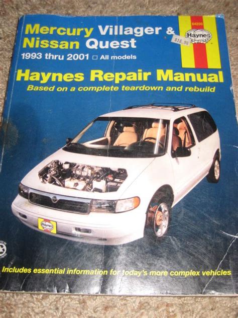 Haynes Repair Manual 1994 Nissan Quest