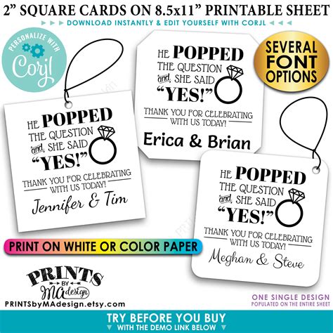 He Popped The Question She Said Yes Free Printable
