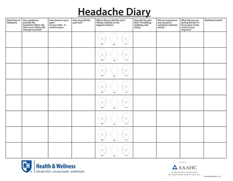 Headache Diary Printable