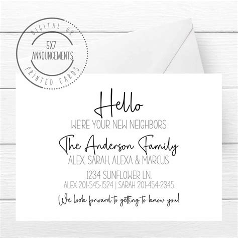 Hello From Your New Neighbors Printable