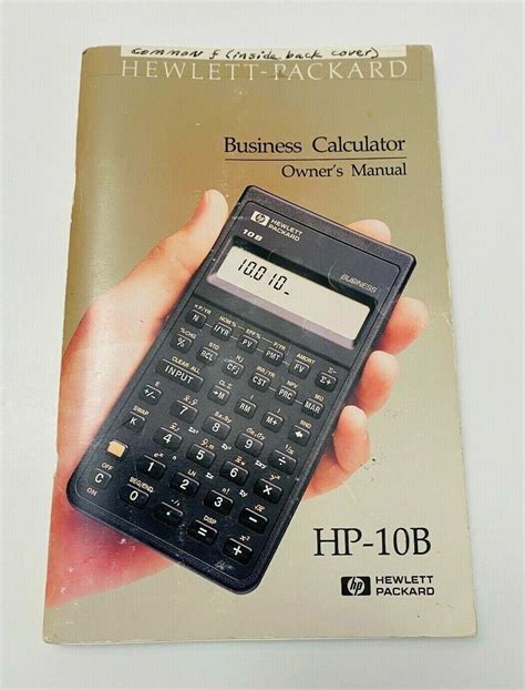 Hewlett Packard 10b Business Calculator Manual