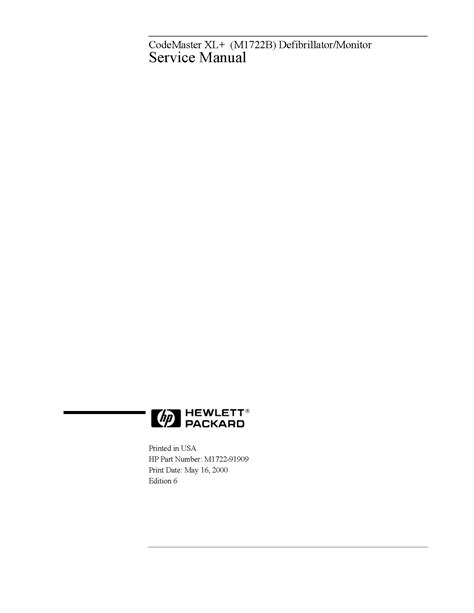 Hewlett Packard Codemaster Service Manual