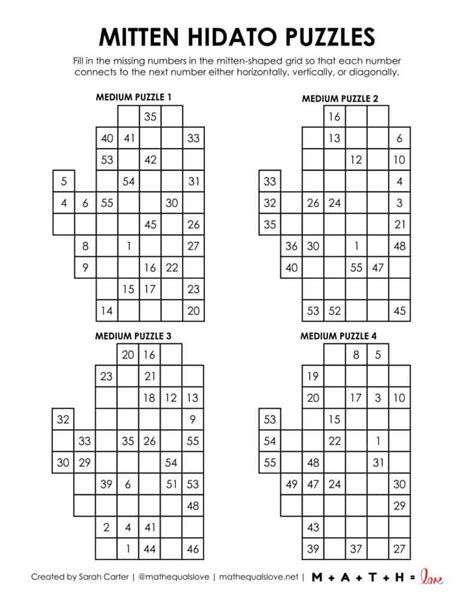 Hidato Puzzles Printable