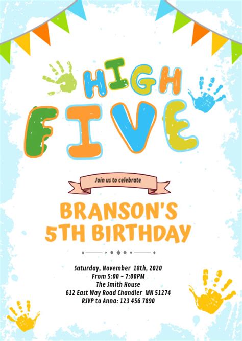 High Five Birthday Invitation Template Free