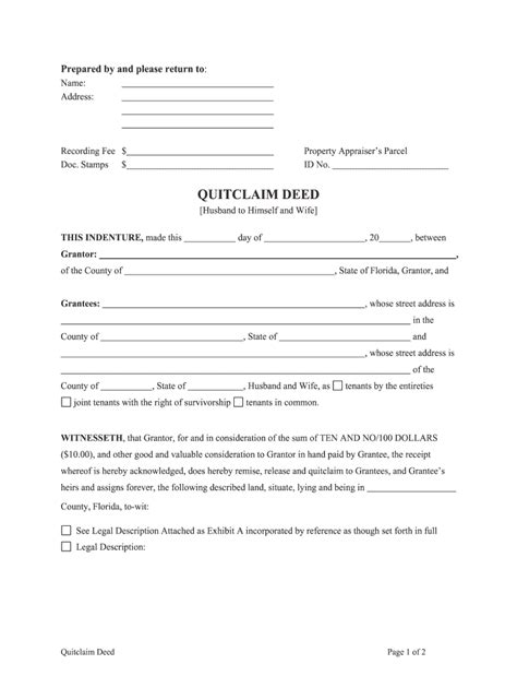 Hillsborough County Quit Claim Deed Form