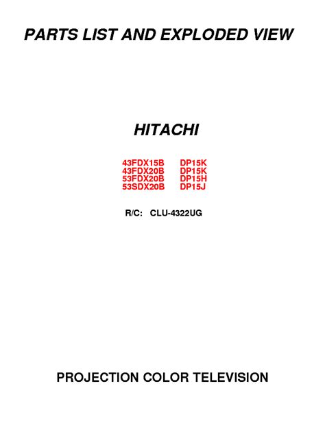 Hitachi 43fdx15b 43fdx20b 53fdx20b 53sdx20b Addendum Service Manual