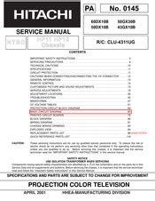 Hitachi 50dx10b Projection Color Television Repair Manual