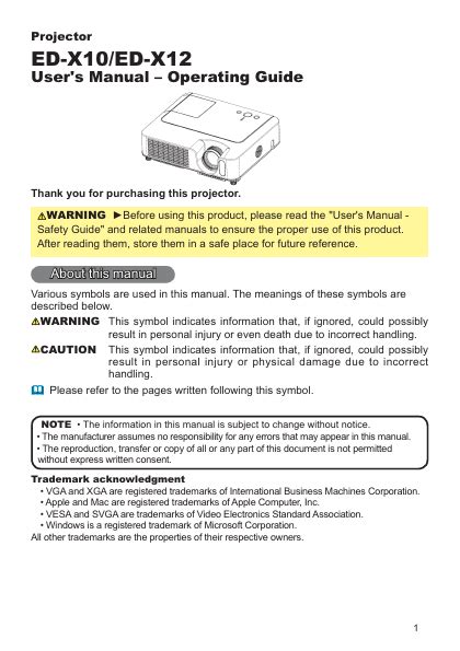 Hitachi Ed X10 Ed X12 Projector Service Manual Download