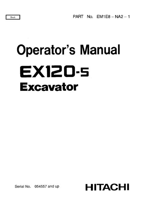 Hitachi Ex120 5 Excavator Service Manual