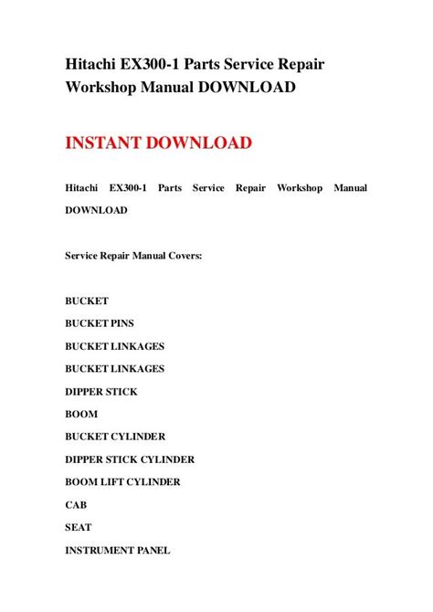 Hitachi Ex300 1 Parts Service Repair Workshop Manual Download
