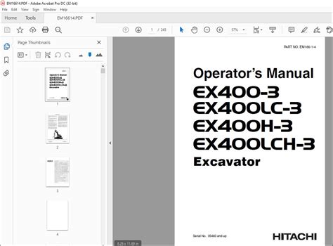 Hitachi Ex400 3 Ex400lc 3 Ex400h 3 Operators Manual