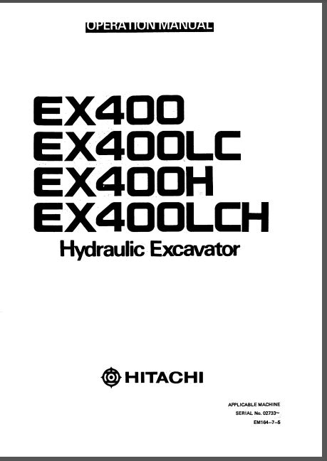 Hitachi Ex400 Ex400lc Operators Manual