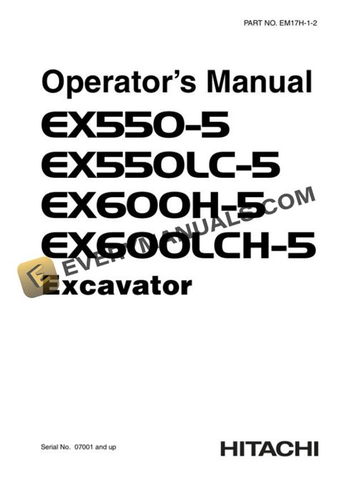 Hitachi Ex550 5 Ex550lc 5 Ex600h 5 Ex600lch 5 Excavator Service Repair Workshop Manual Download