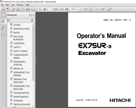 Hitachi Ex75ur 3 Excavator Operators Manual