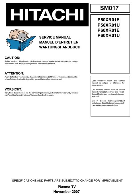 Hitachi P50xr01e P60xr01u Tv Service Manual