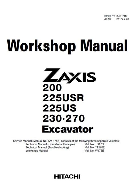 Hitachi Zaxis 200 225us R 230 270 Excavator Service Manual