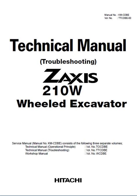 Hitachi Zaxis 210w Weeled Excavator Troubleshooting Technical Service Manual