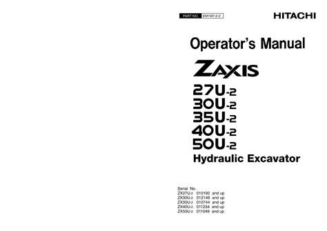 Hitachi Zaxis 27u 2 30u 2 35u 2 Excavator Technical Manual