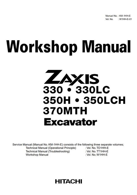 Hitachi Zaxis 330 330lc 350h 350lch 350lc 350lcn 370mth Excavator Service Repair Manual Instant Download